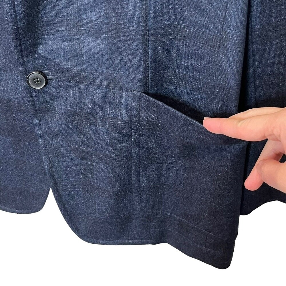 Salvatore Ferragamo Plaid Sport Coat Men's 40R EU50R Blue 2 Button Wool Blend - Picture 7 of 13